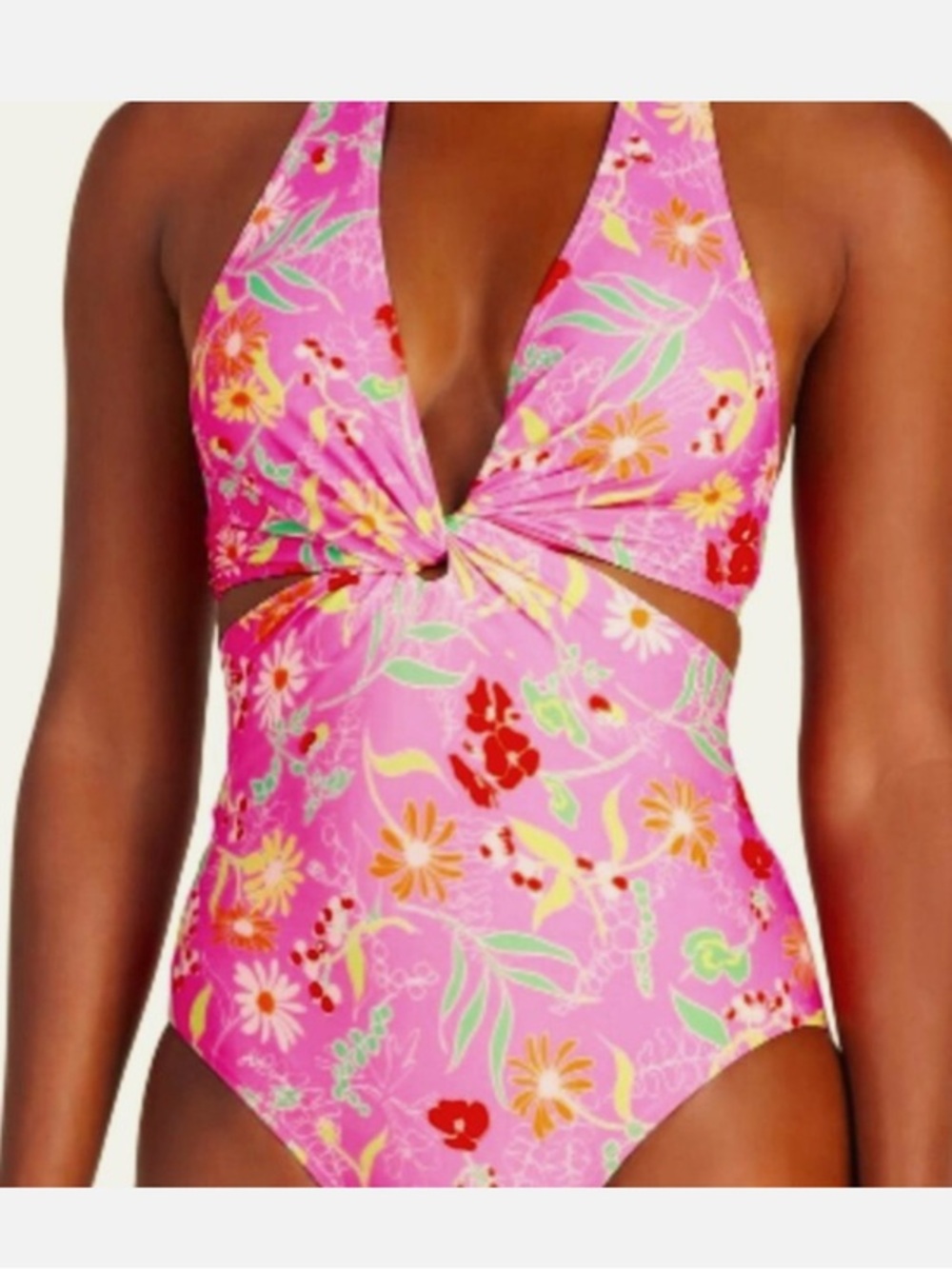 kate spade Pink flash Floral One-Piece lined flower & berries Swimsuit NWT M - Picture 1 of 14